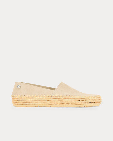 Loewe x Paula's Ibiza Rio Sandal Suede & Raffia Light Grey Slip Ons - 1