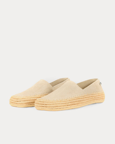 Loewe x Paula's Ibiza Rio Sandal Suede & Raffia Light Grey Slip Ons - 2