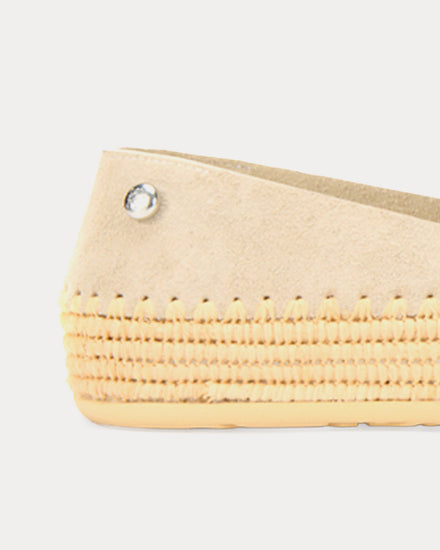 Loewe x Paula's Ibiza Rio Sandal Suede & Raffia Light Grey Slip Ons - 3