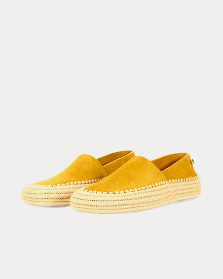 Loewe x Paula's Ibiza Rio Sandal Suede & Raffia Mustard Slip Ons - 2