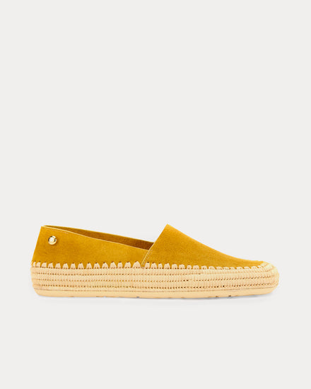 Loewe x Paula's Ibiza Rio Sandal Suede & Raffia Mustard Slip Ons - 1