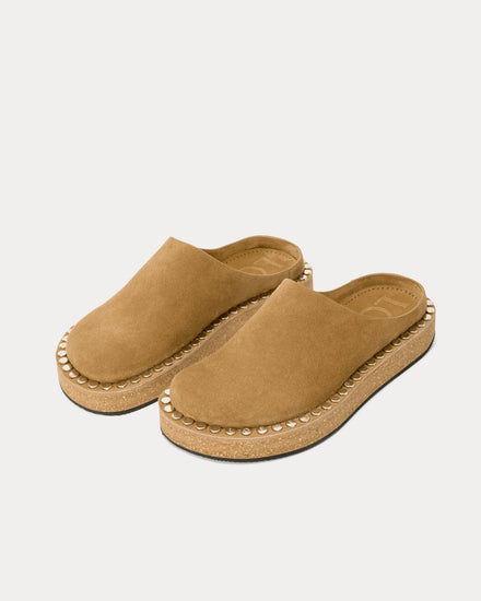Loewe x Paula's Ibiza Rivet Calfskin Suede Medium Tabacco Mules - 2