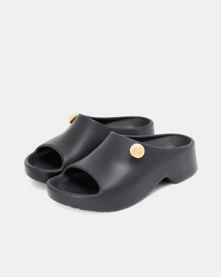 Loewe x Paula's Ibiza Foam Pebble Black / Gold Slides - 2