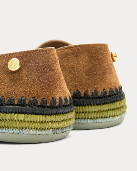 Loewe x Paula's Ibiza Rio Suede & Raffia Brown Slippers - 3