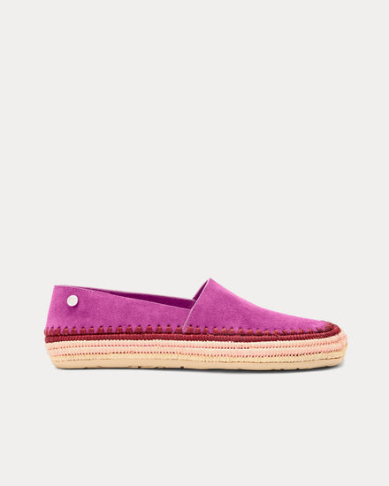 Loewe x Paula's Ibiza Rio Suede & Raffia Fuchsia Slippers - 1