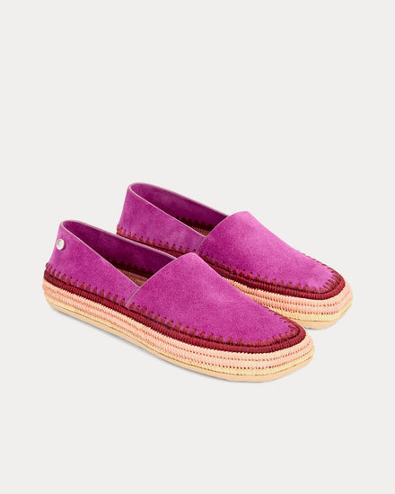 Loewe x Paula's Ibiza Rio Suede & Raffia Fuchsia Slippers - 2