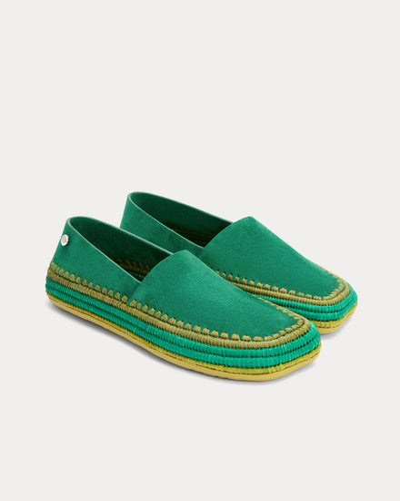 Loewe x Paula's Ibiza Rio Suede & Raffia Green Slippers - 2