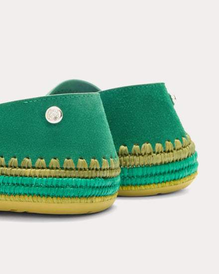 Loewe x Paula's Ibiza Rio Suede & Raffia Green Slippers - 3