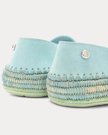 Loewe x Paula's Ibiza Rio Suede & Raffia Light Blue Slippers - 3
