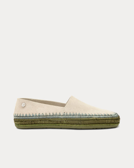 Loewe x Paula's Ibiza Rio Suede & Raffia Light Grey Slippers - 1