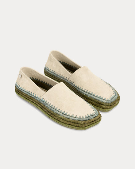 Loewe x Paula's Ibiza Rio Suede & Raffia Light Grey Slippers - 2
