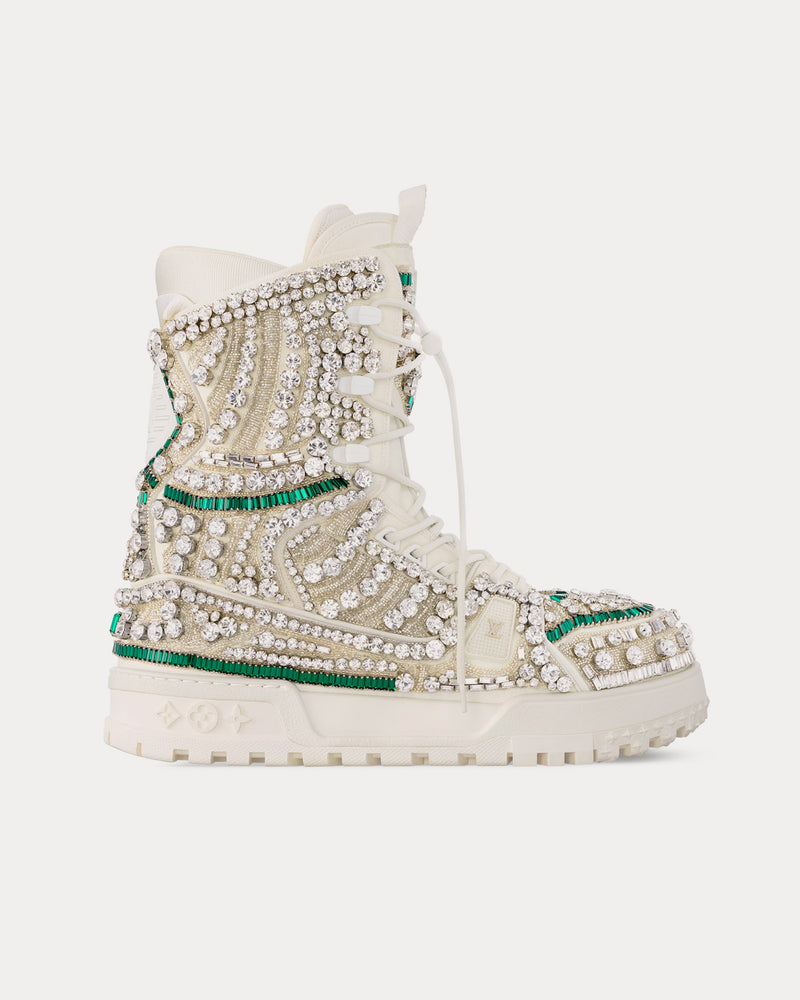 Louis Vuitton Men's LV Trainer with Crystals & Pearls White