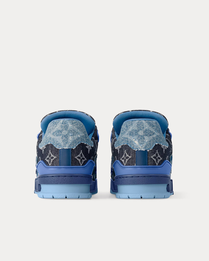 Louis Vuitton Blue Suede and Monogram Denim LV Trainer Sneakers