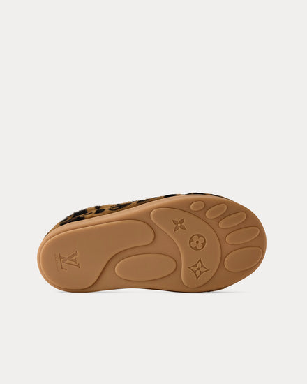 Louis Vuitton LV Yeti Leopard Printed Fur Beige Slip Ons - 5