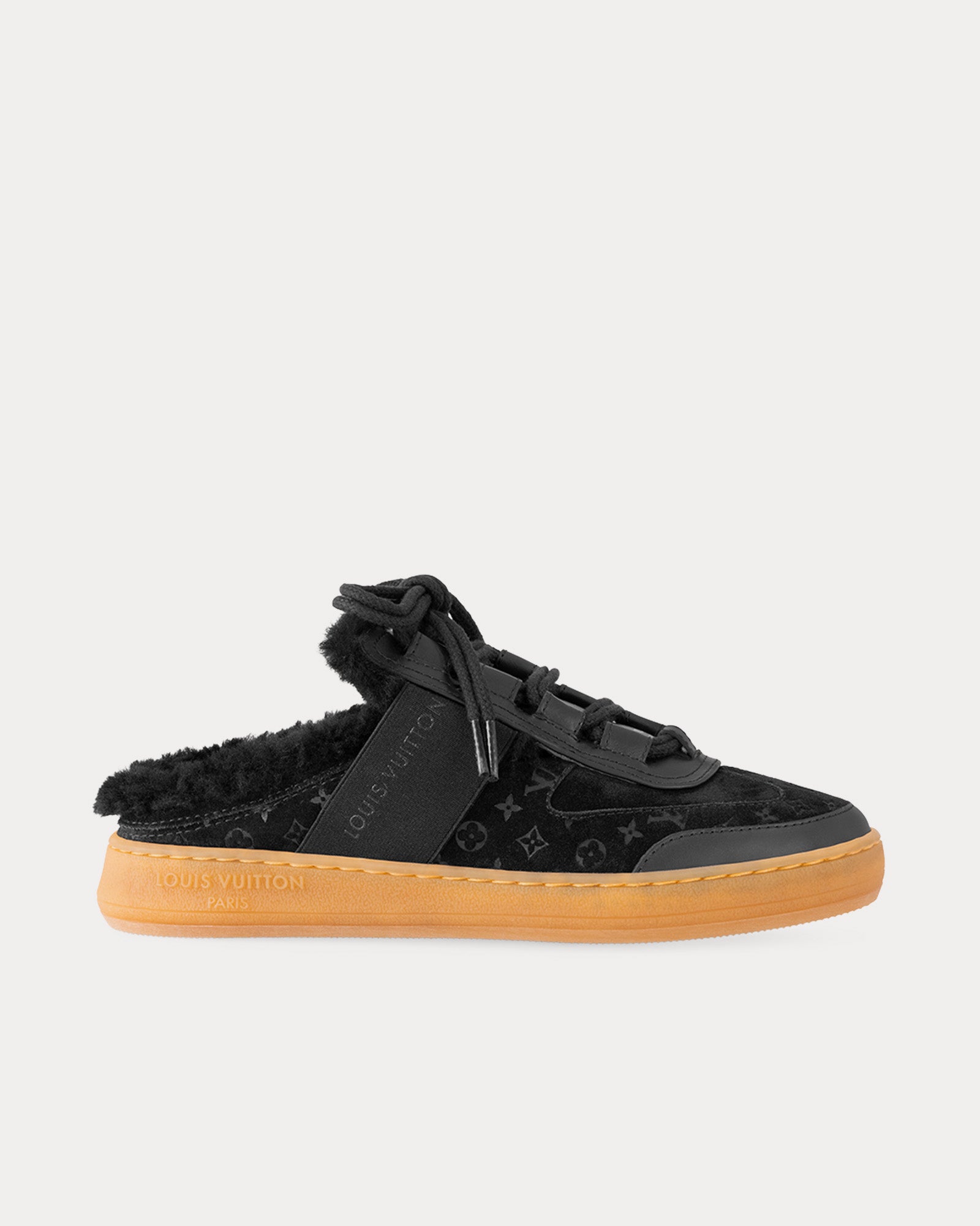 Louis Vuitton ブラック プラットフォームシューズ Louis Vuitton Women's Lous Open Back Black Slip On Sneakers