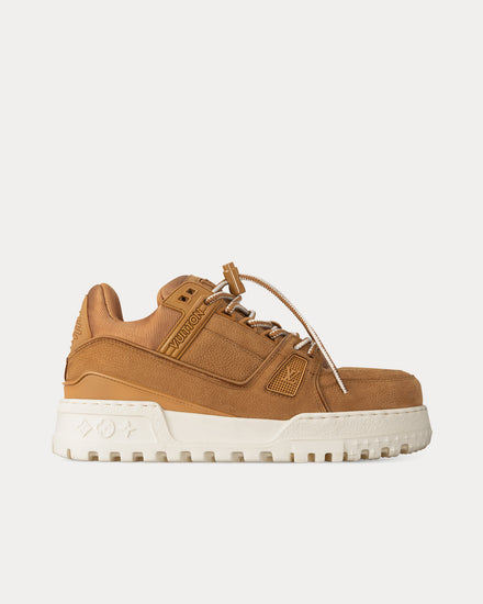 Louis Vuitton LV Maxi Trainer Grained Nubuck Calf Leather Beige Low Top Sneakers - 1