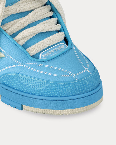 Louis Vuitton LV Skate Grained Calf Leather Blue Low Top Sneakers - 4