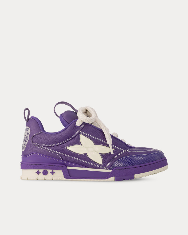 Louis Vuitton LV Skate Grained Calf Leather Purple Low Top Sneakers - 1