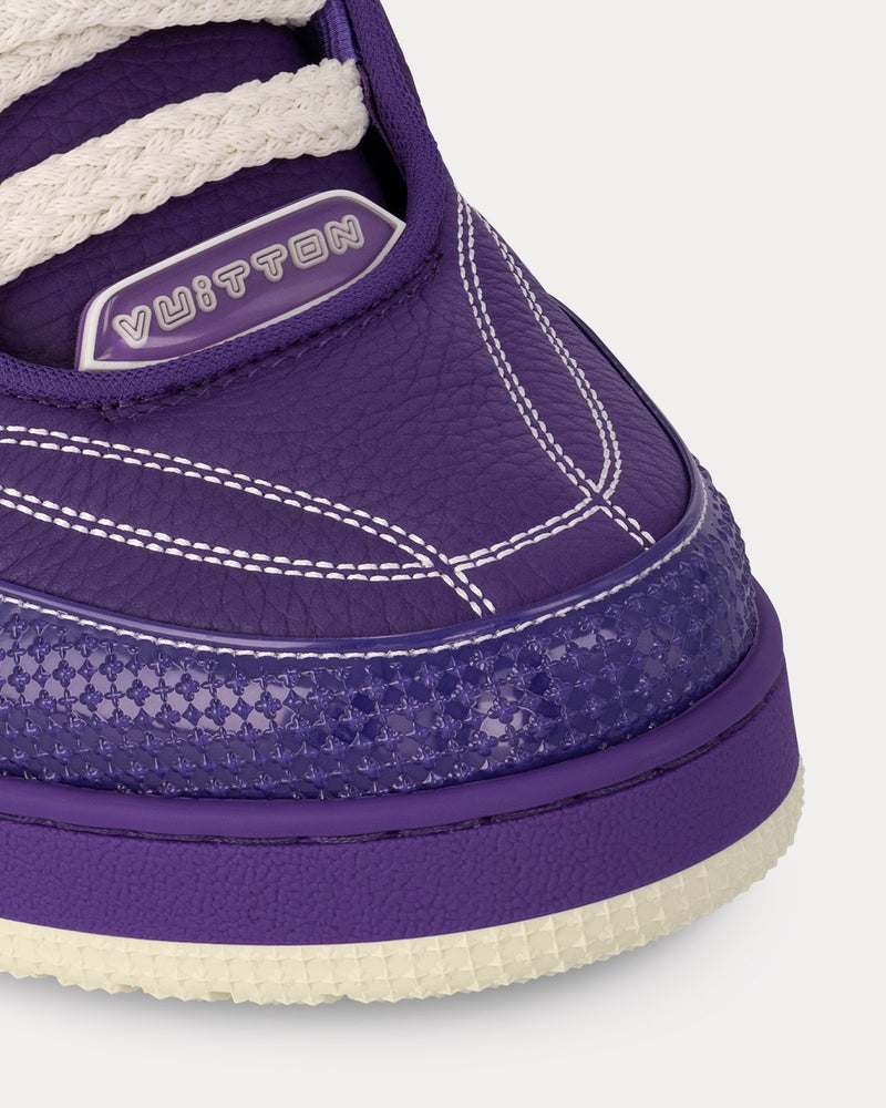 Louis Vuitton LV Skate Grained Calf Leather Purple Low Top Sneakers - 4