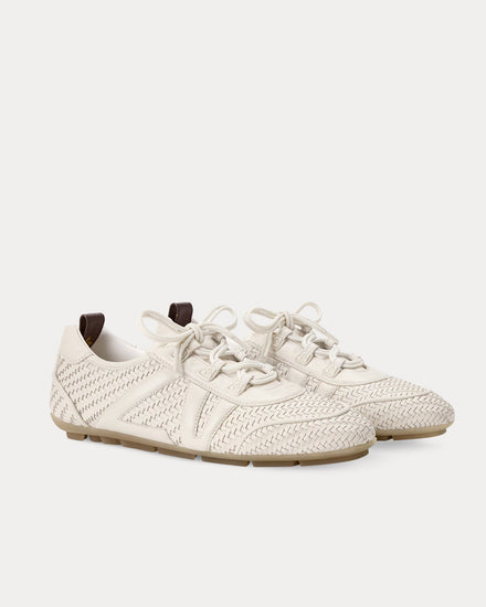 Louis Vuitton LV Sneakerina Braided Lambskin Ecru White Low Top Sneakers - 3