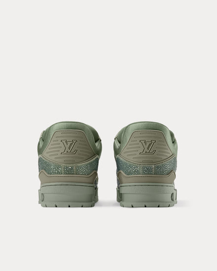 Louis Vuitton LV Trainers with Swarovski Crystals Khaki Green Low Top Sneakers - 3
