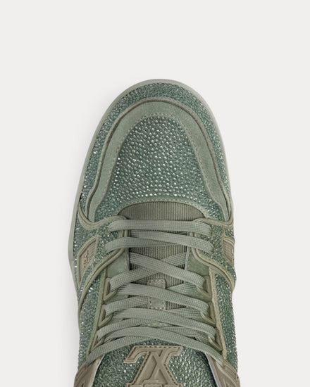 Louis Vuitton LV Trainers with Swarovski Crystals Khaki Green Low Top Sneakers - 5