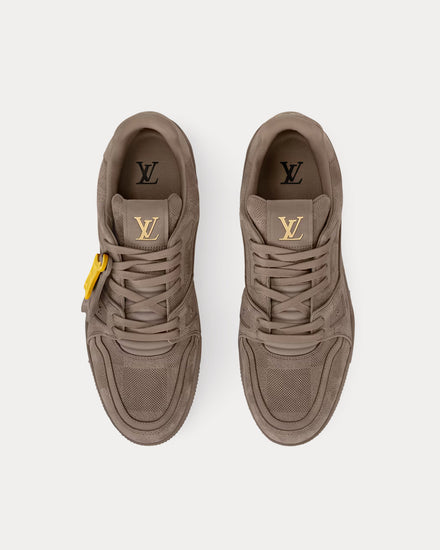 Louis Vuitton LV Trainers Damier-Embossed Nubuck Calf Leather Taupe Brown Low Top Sneakers - 2
