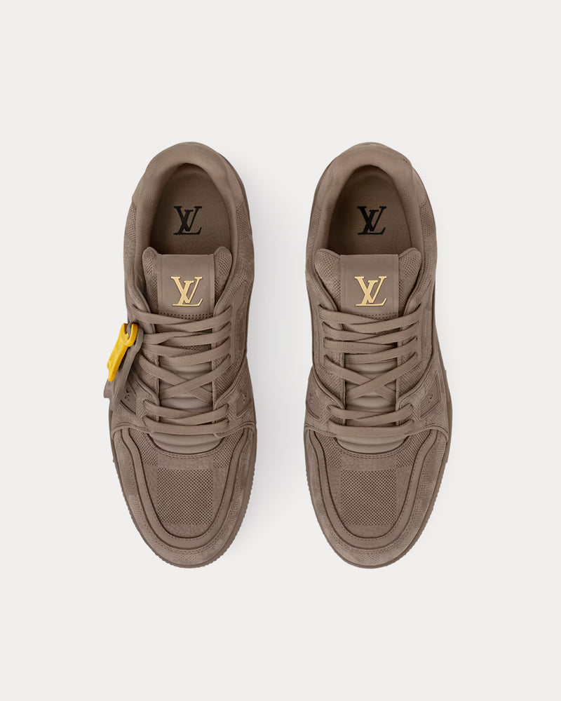 Louis Vuitton LV Trainers Damier-Embossed Nubuck Calf Leather Taupe Brown Low Top Sneakers - 2