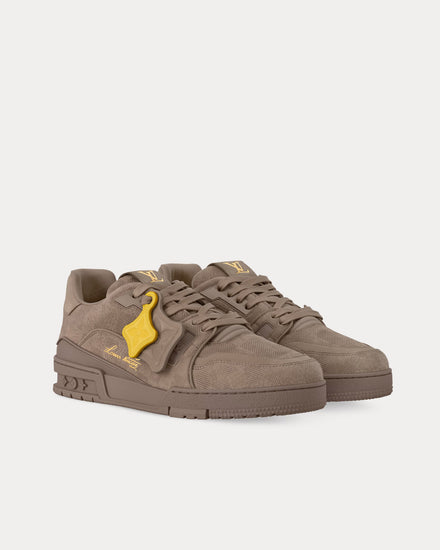 Louis Vuitton LV Trainers Damier-Embossed Nubuck Calf Leather Taupe Brown Low Top Sneakers - 3