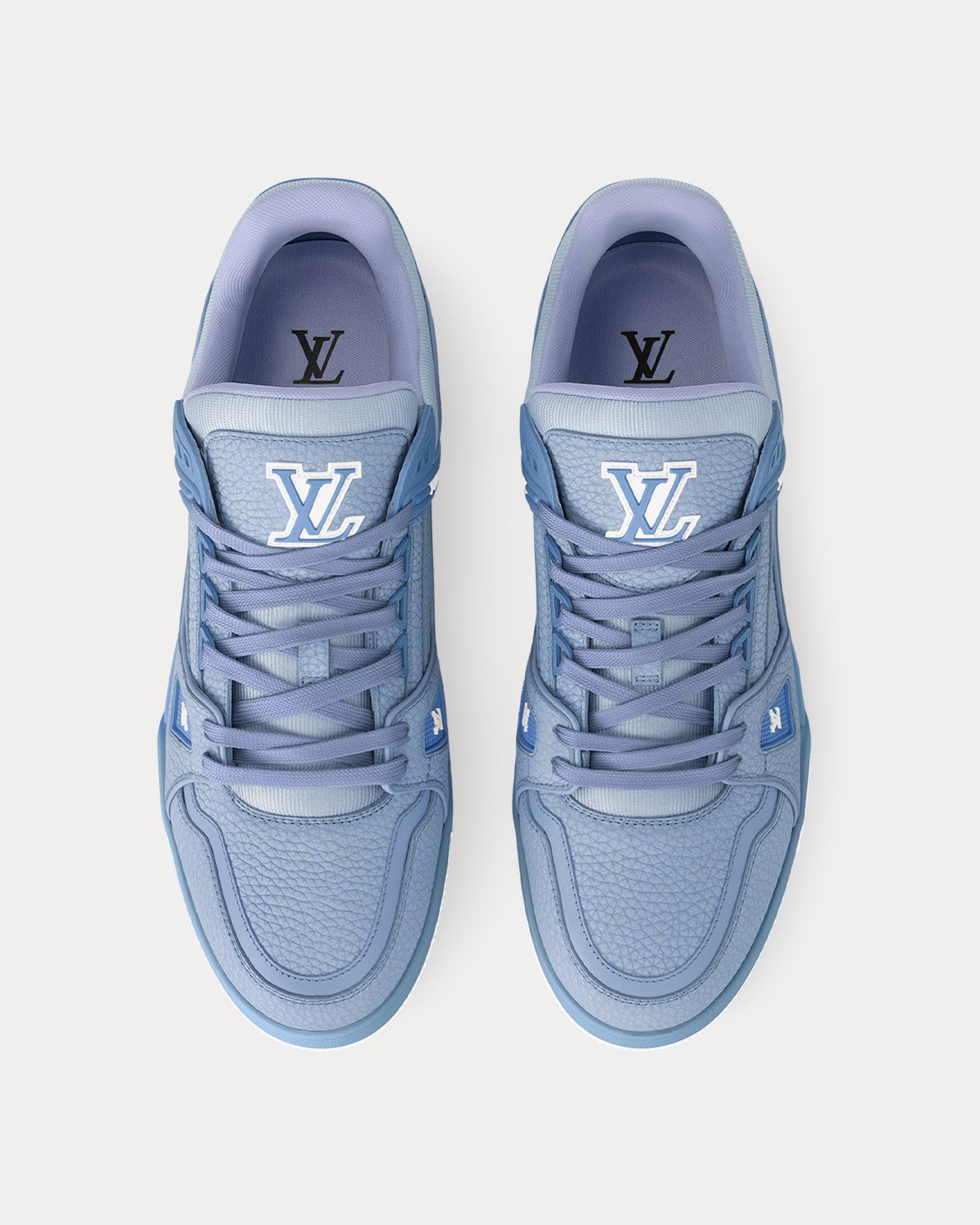 Louis Vuitton - LV Trainer Grained Calf Leather Pastel Blue Low Top Sneakers