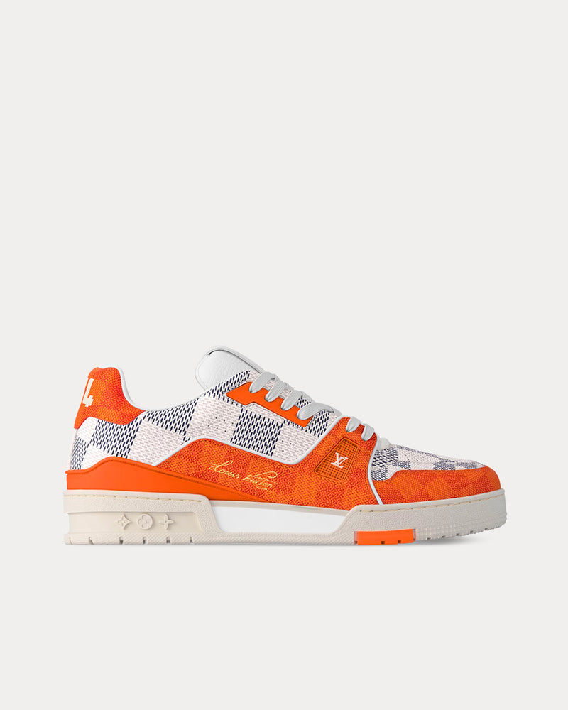 Louis Vuitton LV Trainers Damier Grained Calf Leather Orange Low Top Sneakers - 1
