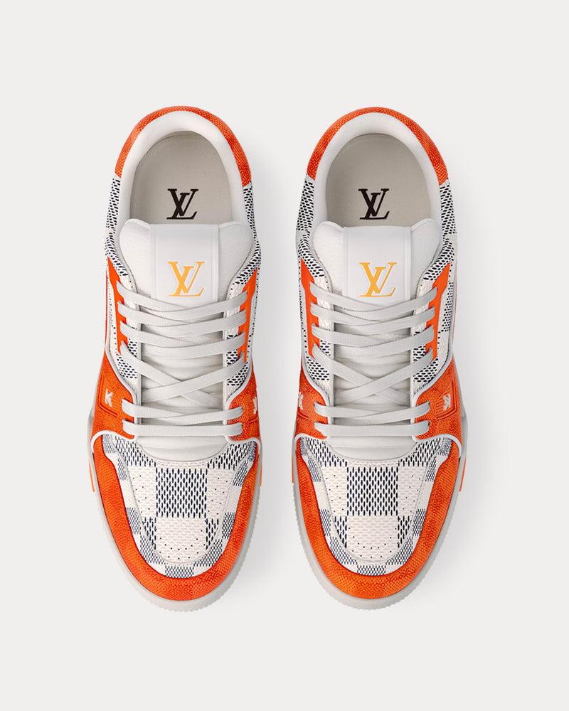 Louis Vuitton LV Trainers Damier Grained Calf Leather Orange Low Top Sneakers - 2