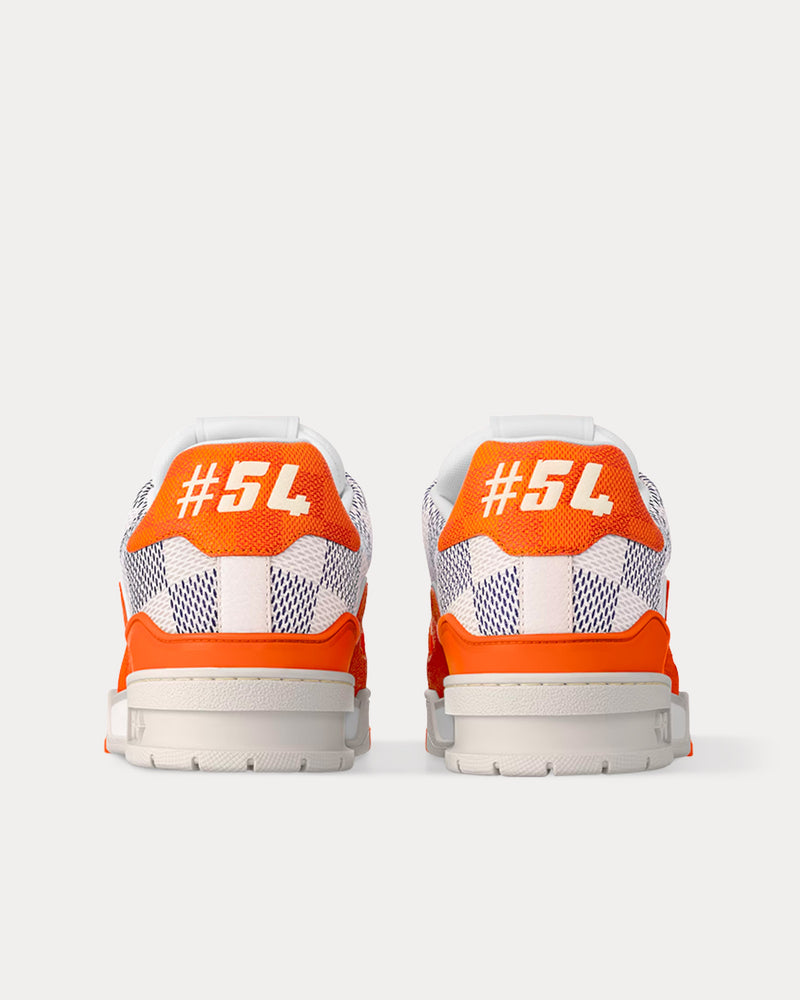 Louis Vuitton LV Trainers Damier Grained Calf Leather Orange Low Top Sneakers - 4