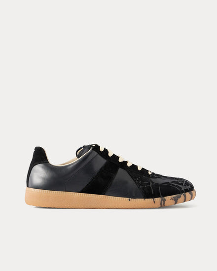 Maison Margiela Replica Paint Splatter Black Low Top Sneakers - 1