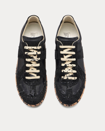 Maison Margiela Replica Paint Splatter Black Low Top Sneakers - 2