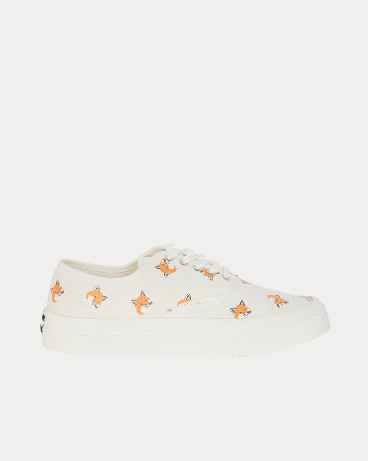 Maison Kitsuné - All Over Fox Head Laced Canvas White Low Top Sneakers