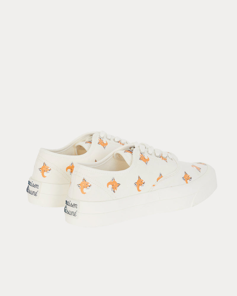 Maison Kitsuné Unisex All Over Fox Head Laced Canvas White Low Top