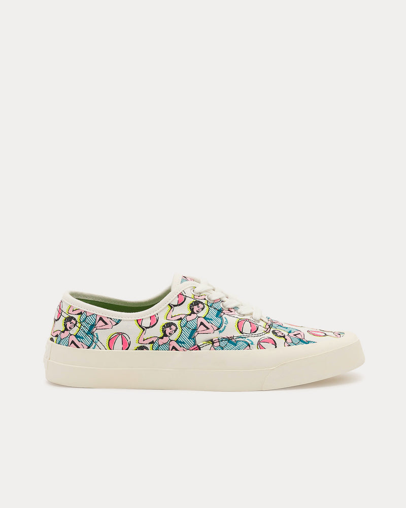 Maison Kitsuné Unisex Dancing Girls Laced Canvas White Low Top
