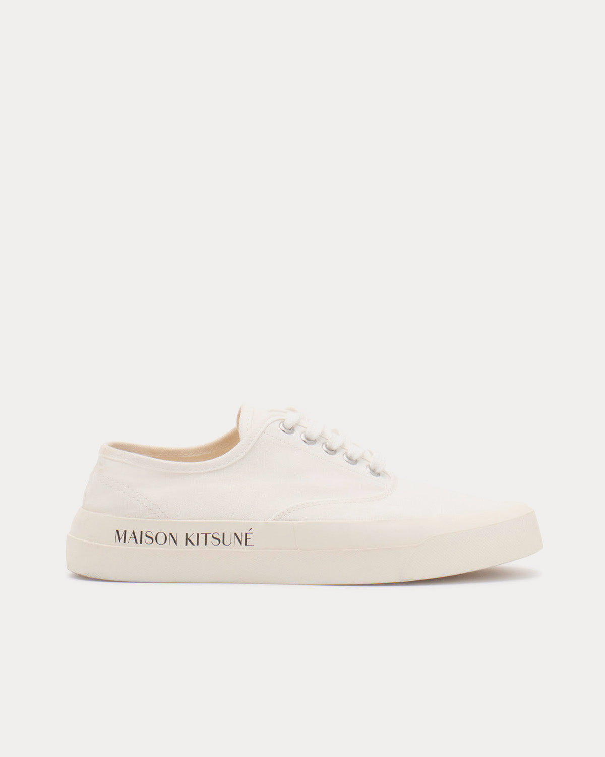 Maison Kitsuné - MK Printed Sole Laced Canvas White Low Top Sneakers