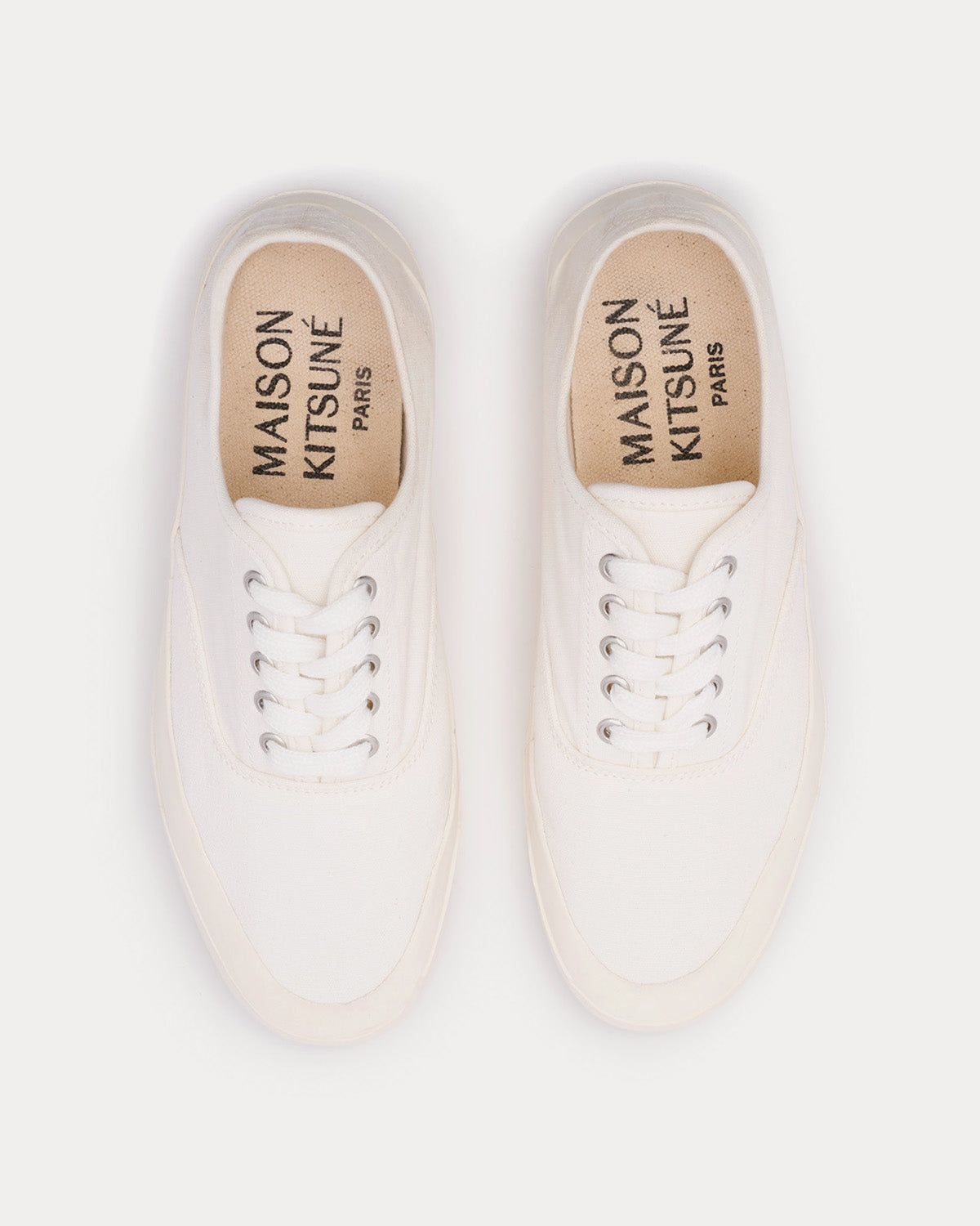 Maison Kitsuné - MK Printed Sole Laced Canvas White Low Top Sneakers