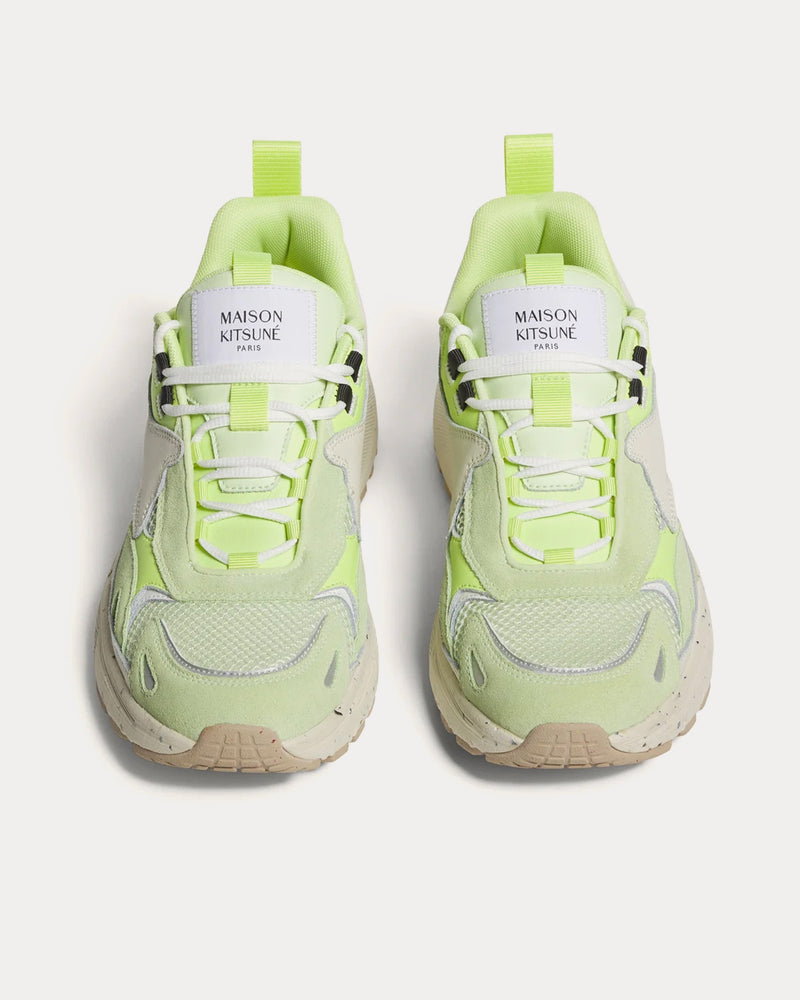 Maison Kitsuné Unisex Sora Runners Acid Lime / White Low Top Sneakers