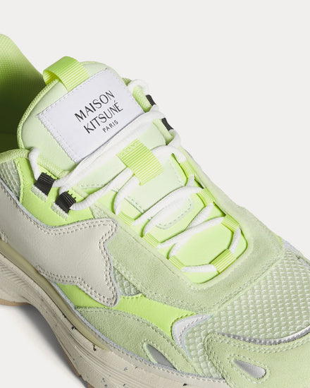 Maison Kitsuné Unisex Sora Runners Acid Lime / White Low Top Sneakers