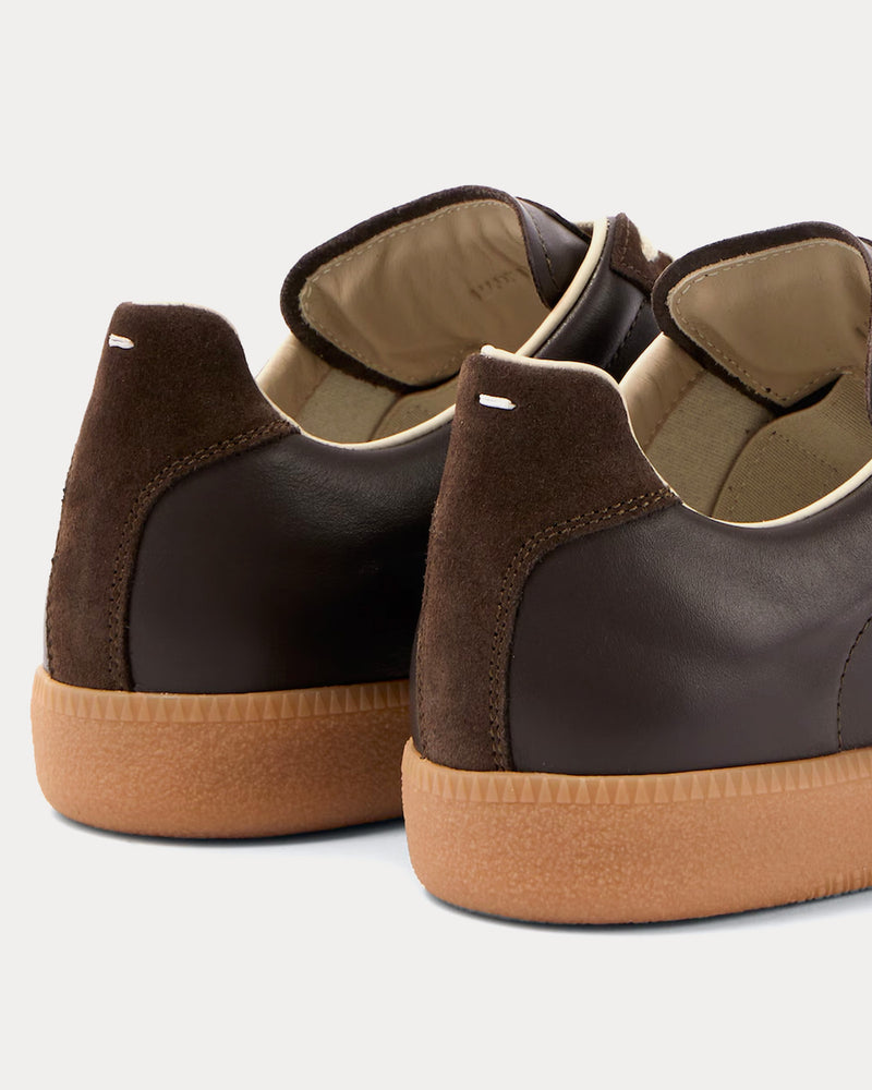 Maison Margiela Replica Leather & Suede Dark Brown Low Top Sneakers - 4