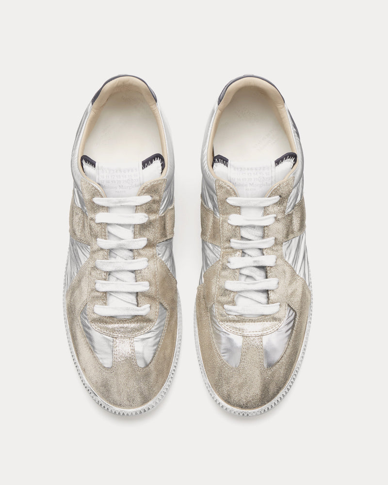 Maison Margiela Replica Iridescent Silver Low Top Sneakers - 3
