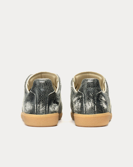 Maison Margiela Replica Distressed Cracked Leather Black Low Top Sneakers - 3