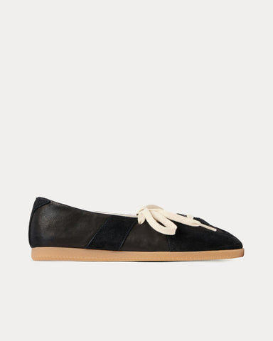 Maison Margiela Replica Soft Laced Ballet Black Slip On Sneakers