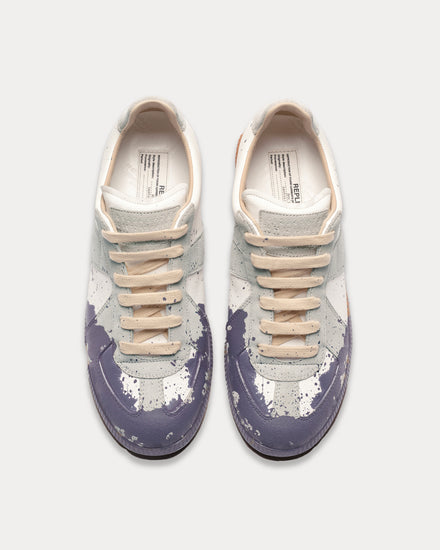 Maison Margiela Men's Paint Replica White / Pewter Low Top Sneakers