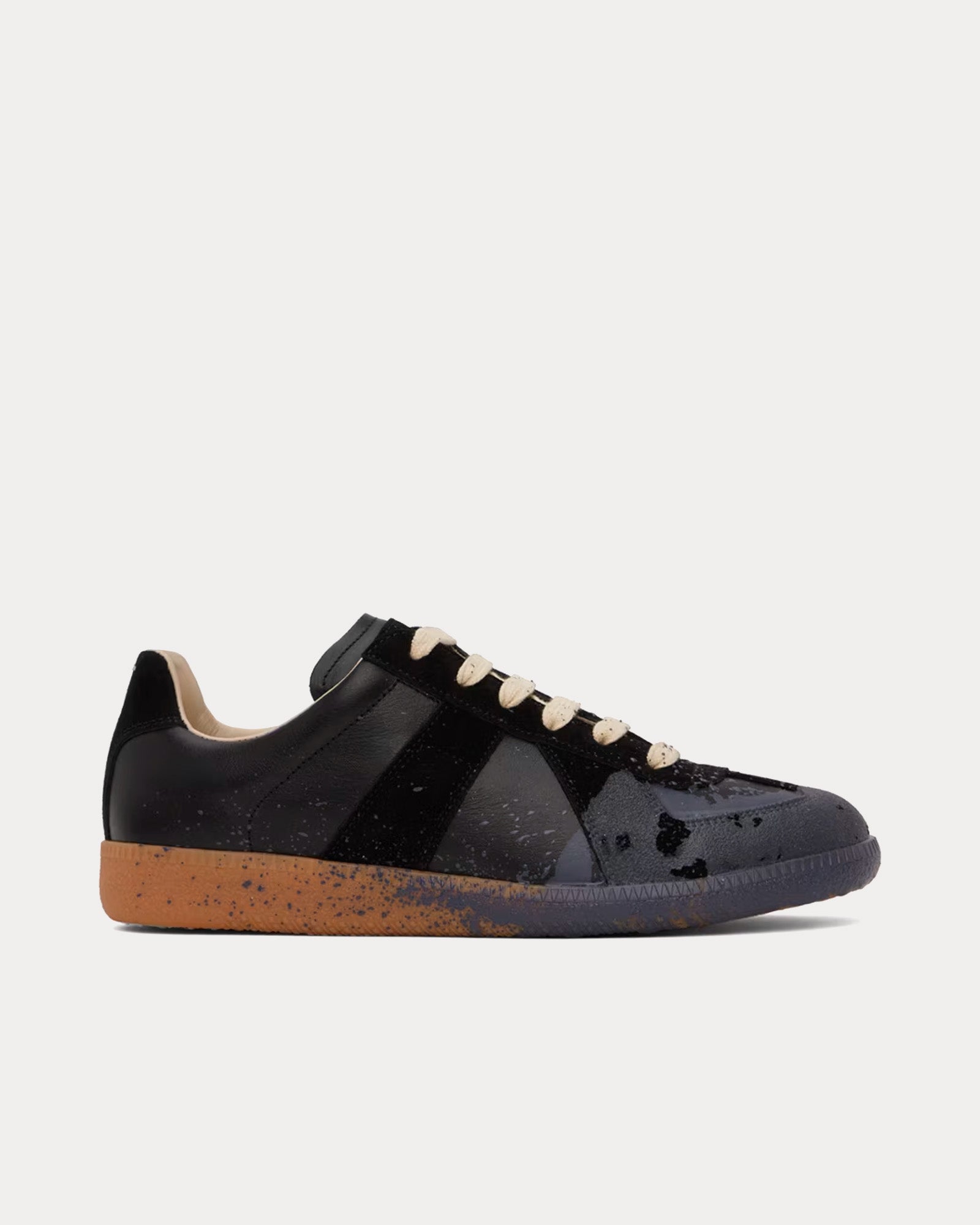 Maison Margiela Men's Paint Replica Black / Pewter Low Top