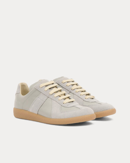 Maison Margiela Replica Leather & Suede Grey Low Top Sneakers - 3