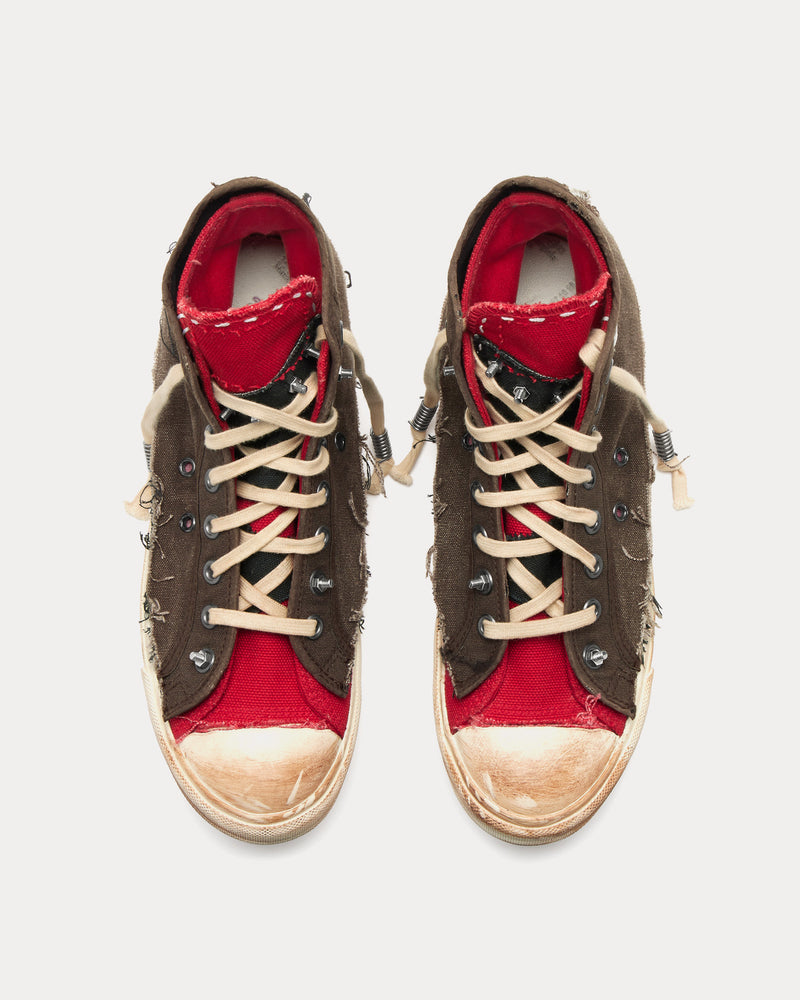 Maison Margiela Loved To Death Red / Brown High Top Sneakers - 2